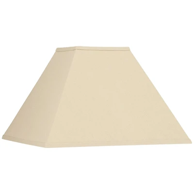 Springcrest Beige Linen Medium Square Lamp Shade 6" Top x 16" Bottom x 12" Slant x 10" High (Spider) Replacement with Harp and Fin