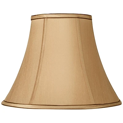 Springcrest Tan and Brown Medium Bell Lamp Shade 7" Top x 14" Bottom x 11" High (Spider) Replacement with Harp and Finial