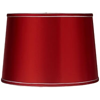 Springcrest Sydnee Satin Red Medium Drum Lamp Shade 14" Top x 16" Bottom x 11" Slant x 11" High (Spider) Replacement with Harp and