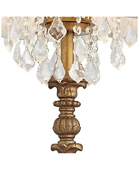 Barnes and Ivy Duval Traditional Table Lamp 33" Tall Aged Gold Candlestick Crystal Fabric Bell Shade for Bedroom Living Room Bedside Office Famil