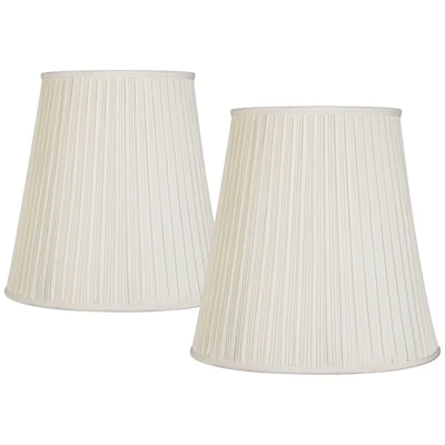 Springcrest Set of 2 Pleated Drum Lamp Shades Cream Large 12" Top x 18" Bottom x 18" High Spider with Replacement Harp and Finial