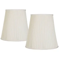 Springcrest Set of 2 Pleated Drum Lamp Shades Cream Large 12" Top x 18" Bottom x 18" High Spider with Replacement Harp and Finial