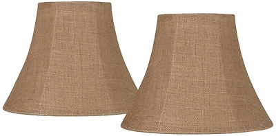 Springcrest Set of 2 Bell Lamp Shades Natural Medium 7" Top x 14" Bottom x 10.5" High Spider Replacement Harp and Finial Fitting