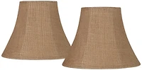 Springcrest Set of 2 Bell Lamp Shades Natural Medium 7" Top x 14" Bottom x 10.5" High Spider Replacement Harp and Finial Fitting