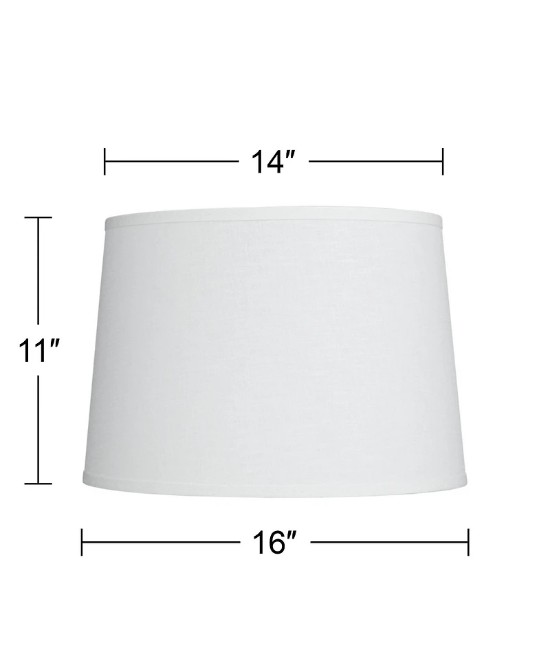 Springcrest Collection Hardback Tapered Drum Lamp Shade White Medium 14" Top x 16" Bottom x 11" High Spider with Replacement Harp and F