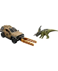 Jurassic World Truck and Dinosaur Action Figure Toy with Flipping Feature