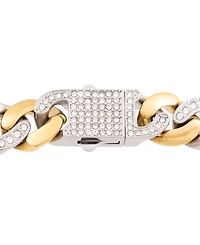 Legacy for Men By Simone I. Smith Men's Crystal Curb Link 24" Chain Necklace Stainless Steel & Gold-Tone Ion-Plate