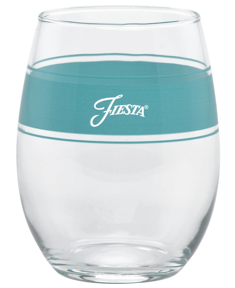 Fiesta Coastal Frame 15 Ounce Stemless Wine Glass, Set of 4