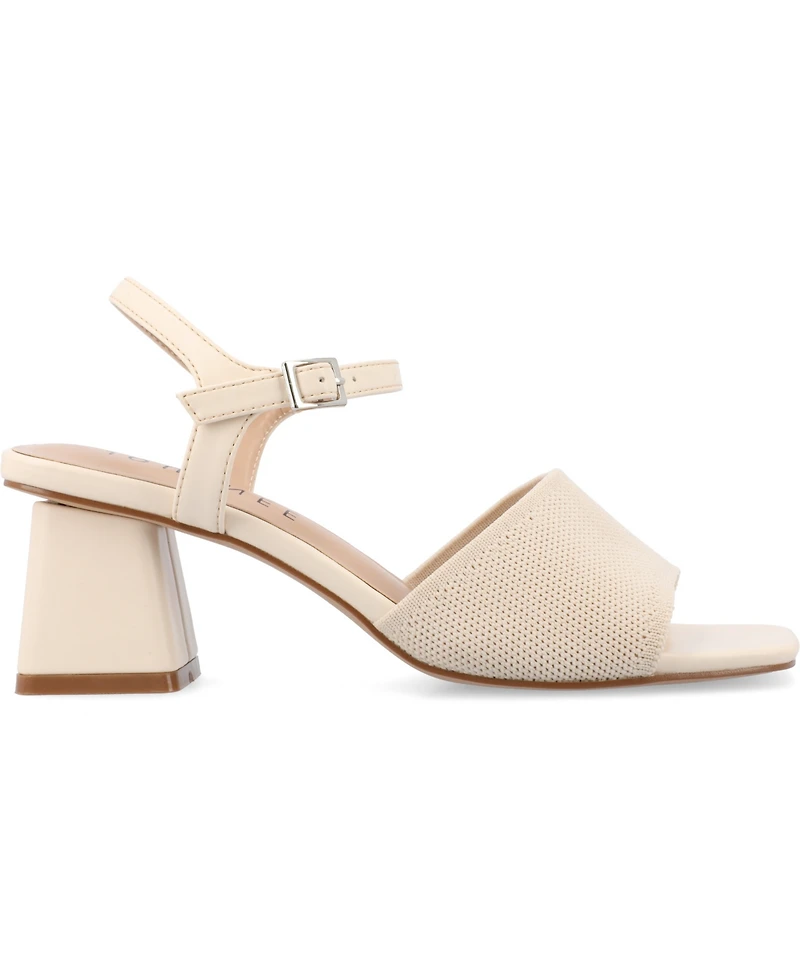 Journee Collection Women's Evylinn Knit Block Heel Dress Sandals