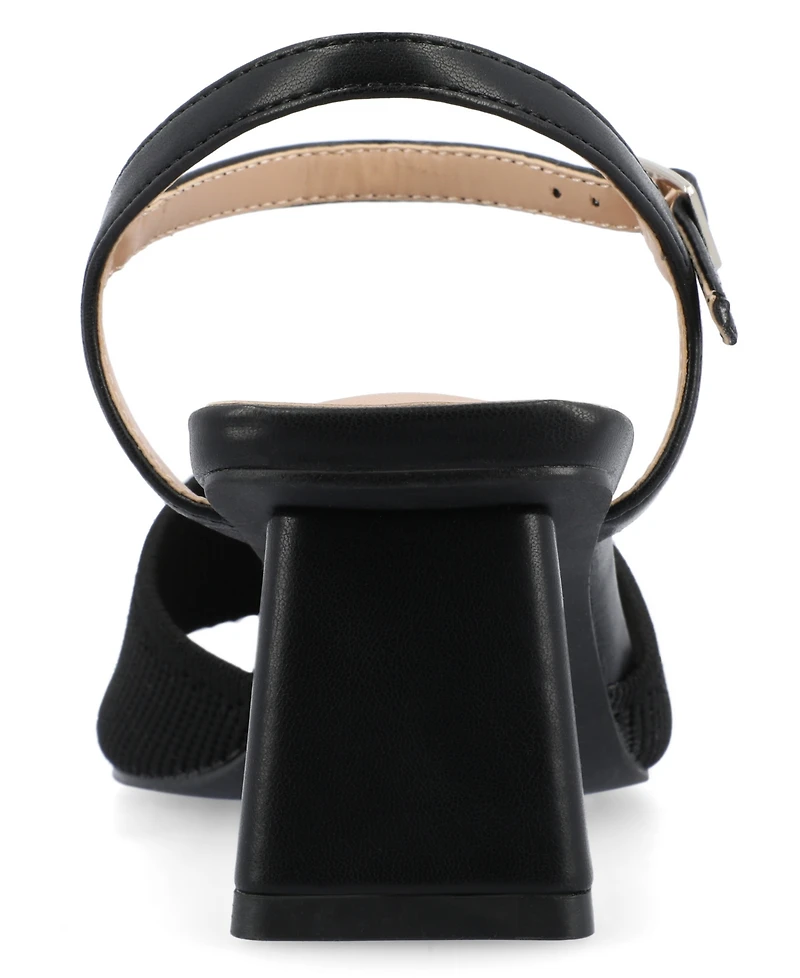 Journee Collection Women's Evylinn Knit Block Heel Dress Sandals