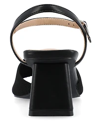 Journee Collection Women's Evylinn Knit Block Heel Dress Sandals