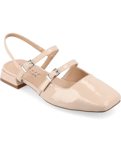 Journee Collection Women's Gretchenn Multi Strap Square Toe Mary Jane Flats