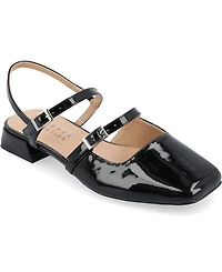 Journee Collection Women's Gretchenn Multi Strap Square Toe Mary Jane Flats