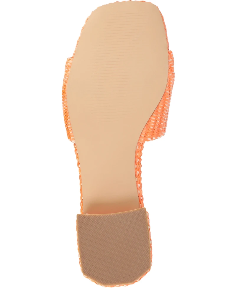 Journee Collection Women's Justina Ornamented Raffia Slide Sandals