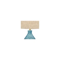 Kayley Mid Century Modern Coastal Table Lamp Textured Ceramic 24" High Sky Blue Glaze Linen Fabric Tapered Drum Shade for Living Room Bedroom House Be