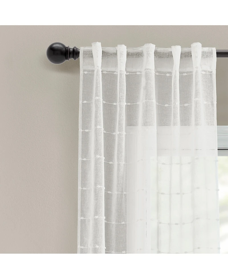 Farmhouse Textured Back Tab/Rod Pocket Sheer Window Curtain Panels