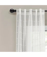 Farmhouse Textured Back Tab/Rod Pocket Sheer Window Curtain Panels