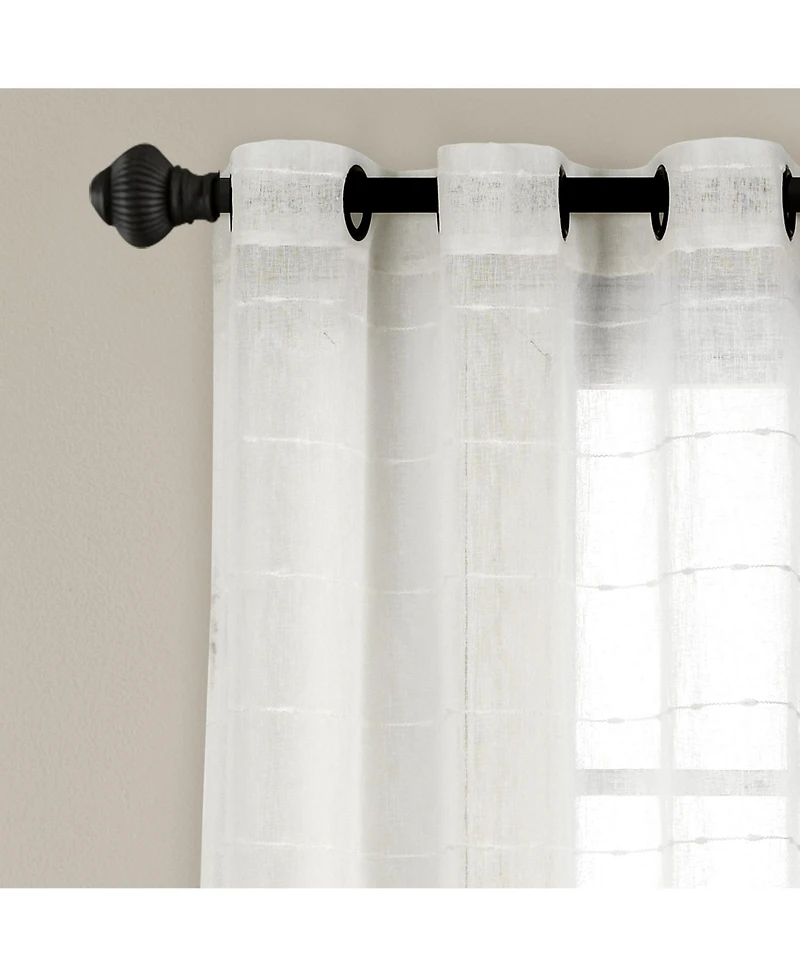 Farmhouse Textured Grommet Sheer Window Curtain Panels