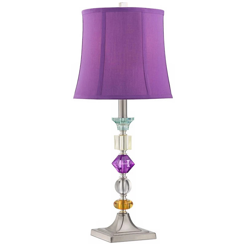 360 Lighting Bijoux Modern Table Lamp 25 1/2" High Multi Colored Stacked Gem Purple Shade for Bedroom Living Room Bedside Nightstand Office Famil