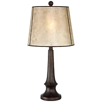 Franklin Iron Works Naomi Industrial Rustic Table Lamp 25" High Aged Bronze Brown Mica Drum Shade for Bedroom Living Room Bedside Nightstand Offi