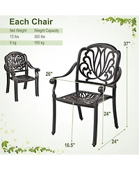 Sugift 2 Pieces Patio Cast Aluminum Dining Chairs with Armrests
