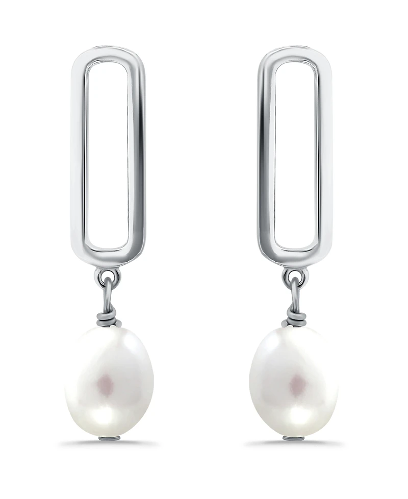 Macy's White Cultured Pearl Paperclip Drop Earring