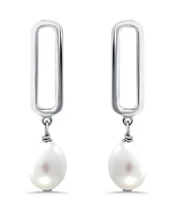 Macy's White Cultured Pearl Paperclip Drop Earring