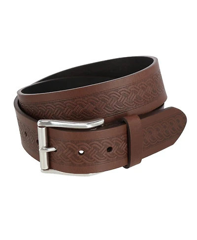 Trafalgar Men's Grady 40mm Celtic Scroll Embossed Leather Jean Belt