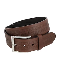 Trafalgar Men's Grady 40mm Celtic Scroll Embossed Leather Jean Belt