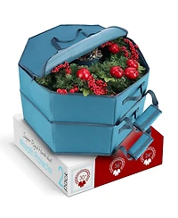 Premium Hard Shell Wreath Storage Bag with Interior Pockets, Dual Zipper and Handles