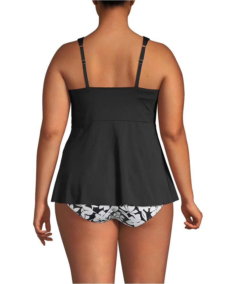 Lands' End Plus Size Dd-Cup Adjustable Scoop Neck Flutter Tankini Top