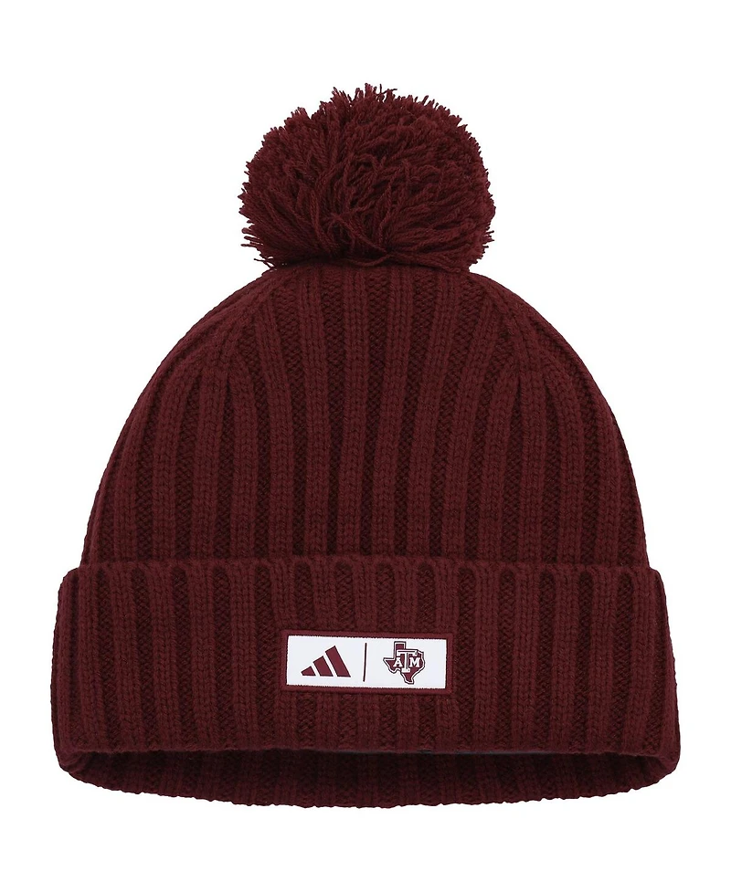 Men's adidas Maroon Texas A&M Aggies Modern Ribbed Cuffed Knit Hat with Pom