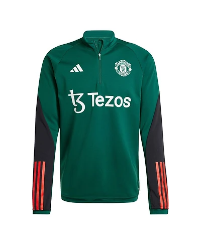 Men's adidas Green Manchester United 2023/24 Aeroready Raglan Quarter-Zip Training Top