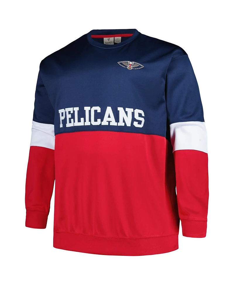 Men's Fanatics Navy, Red New Orleans Pelicans Big and Tall Split Pullover Sweatshirt