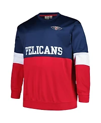 Men's Fanatics Navy, Red New Orleans Pelicans Big and Tall Split Pullover Sweatshirt
