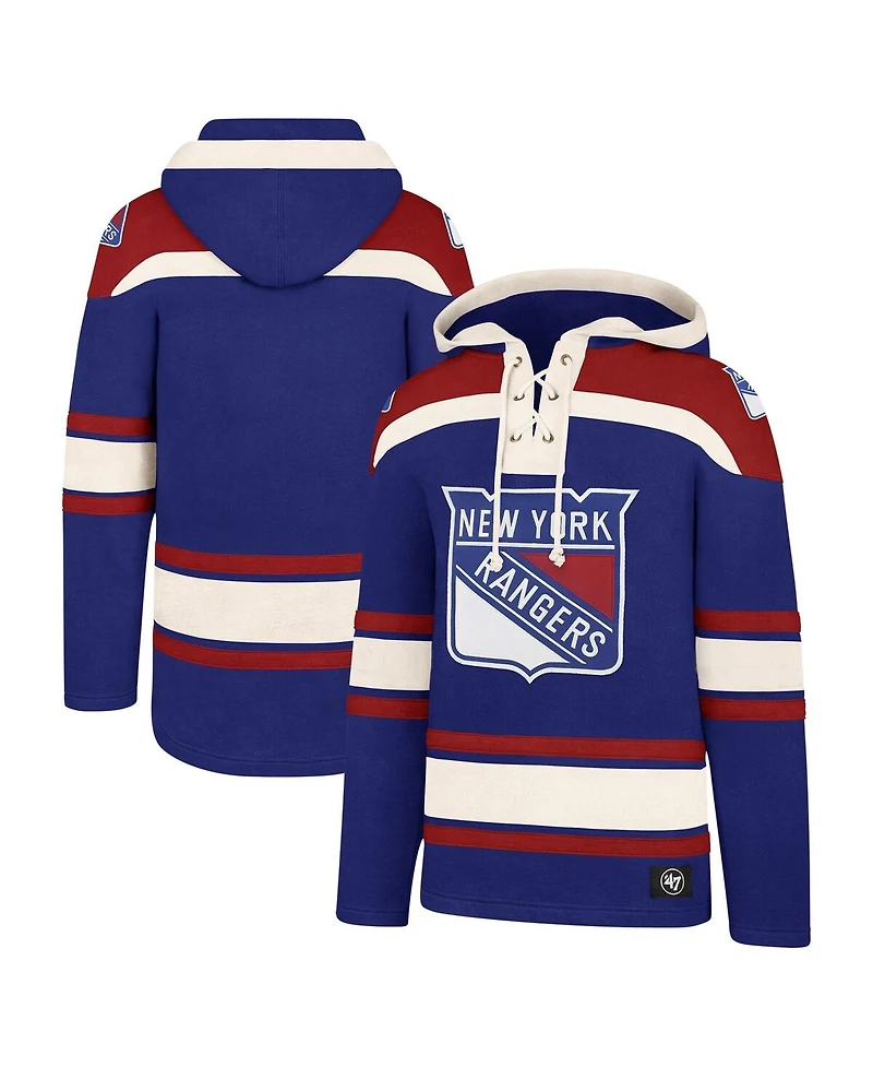 Men's '47 Brand Blue New York Rangers Big and Tall Superior Lacer Pullover Hoodie