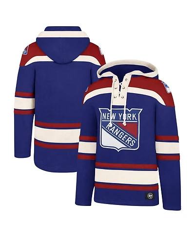 Men's '47 Brand Blue New York Rangers Big and Tall Superior Lacer Pullover Hoodie
