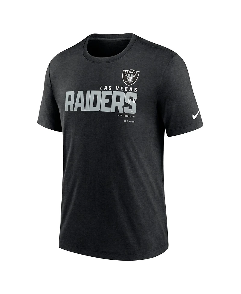 Men's Nike Heather Black Las Vegas Raiders Team Tri-Blend T-shirt