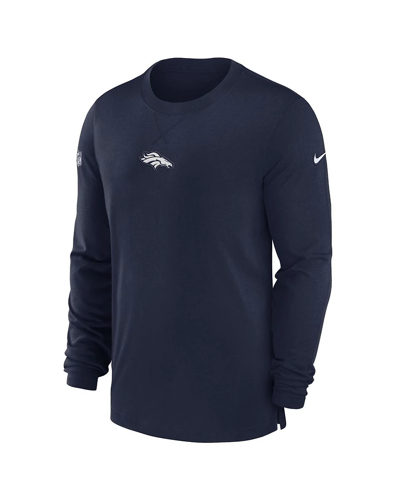 Men's Nike Navy Denver Broncos 2023 Sideline Performance Long Sleeve T-shirt