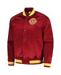 Men's Mitchell & Ness Wine Cleveland Cavaliers Hardwood Classics Throwback Wordmark Raglan Full-Snap Jacket