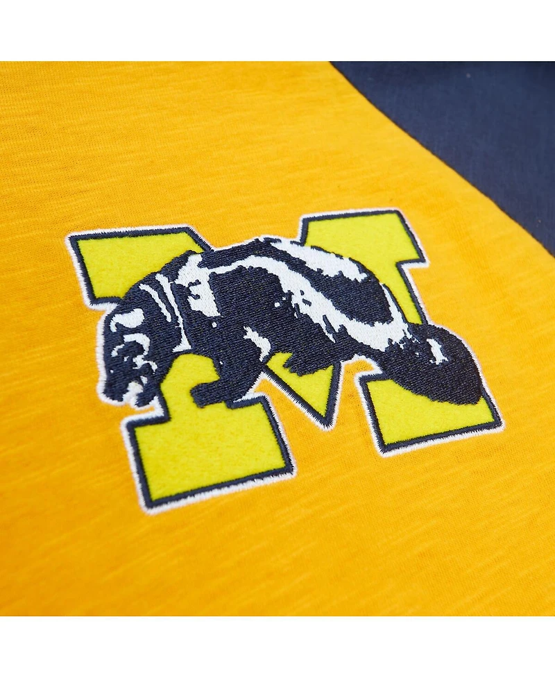 Men's Mitchell & Ness Maize Michigan Wolverines Legendary Slub Raglan Long Sleeve T-shirt