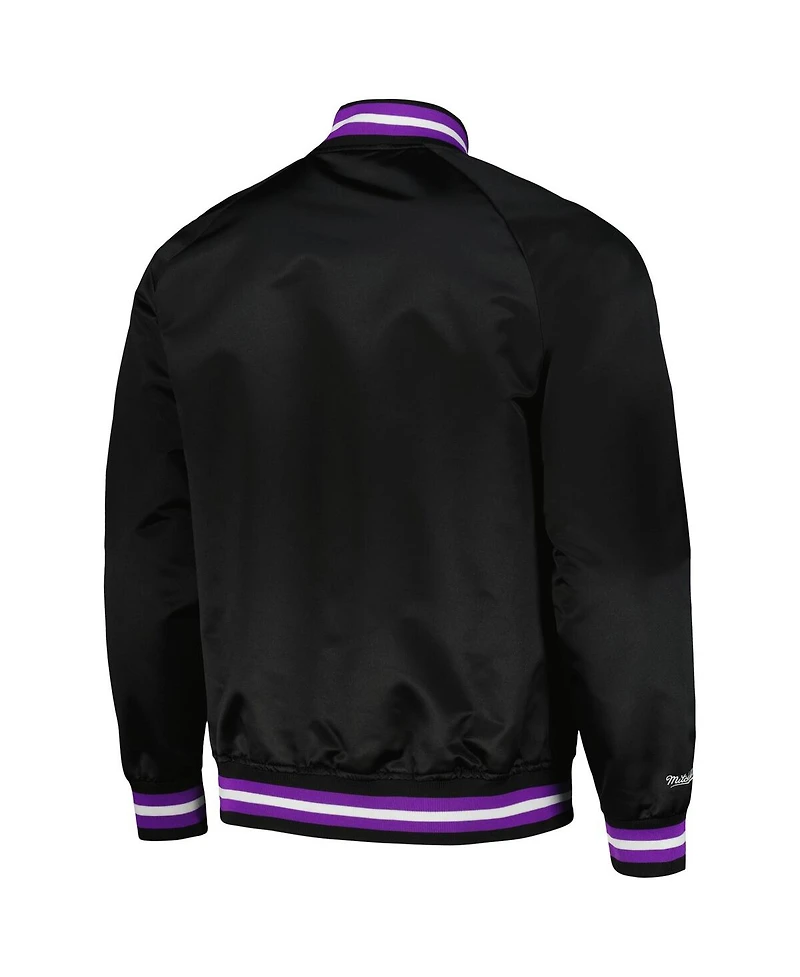 Men's Mitchell & Ness Black Toronto Raptors Hardwood Classics Throwback Wordmark Raglan Full-Snap Jacket