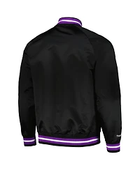 Men's Mitchell & Ness Black Toronto Raptors Hardwood Classics Throwback Wordmark Raglan Full-Snap Jacket