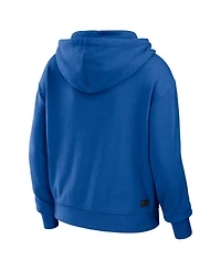 Women's Wear by Erin Andrews Royal, White Buffalo Bills Color Block Light Weight Modest Crop Full-Zip Hoodie
