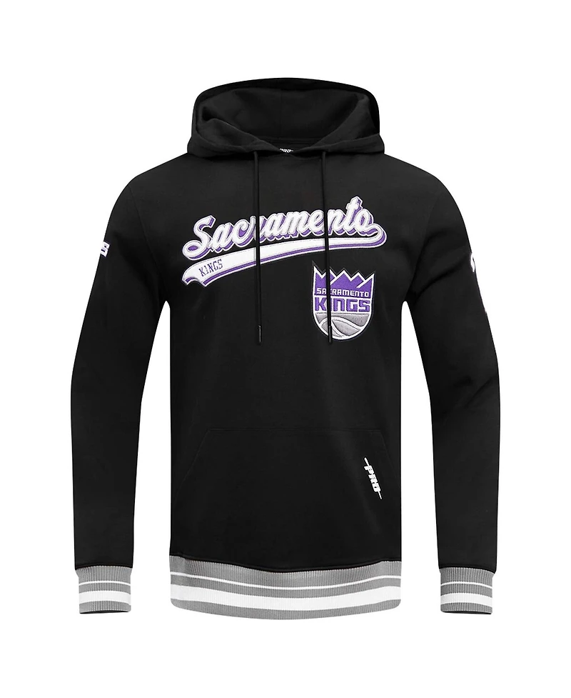 Men's Pro Standard Black Sacramento Kings Script Tail Pullover Hoodie