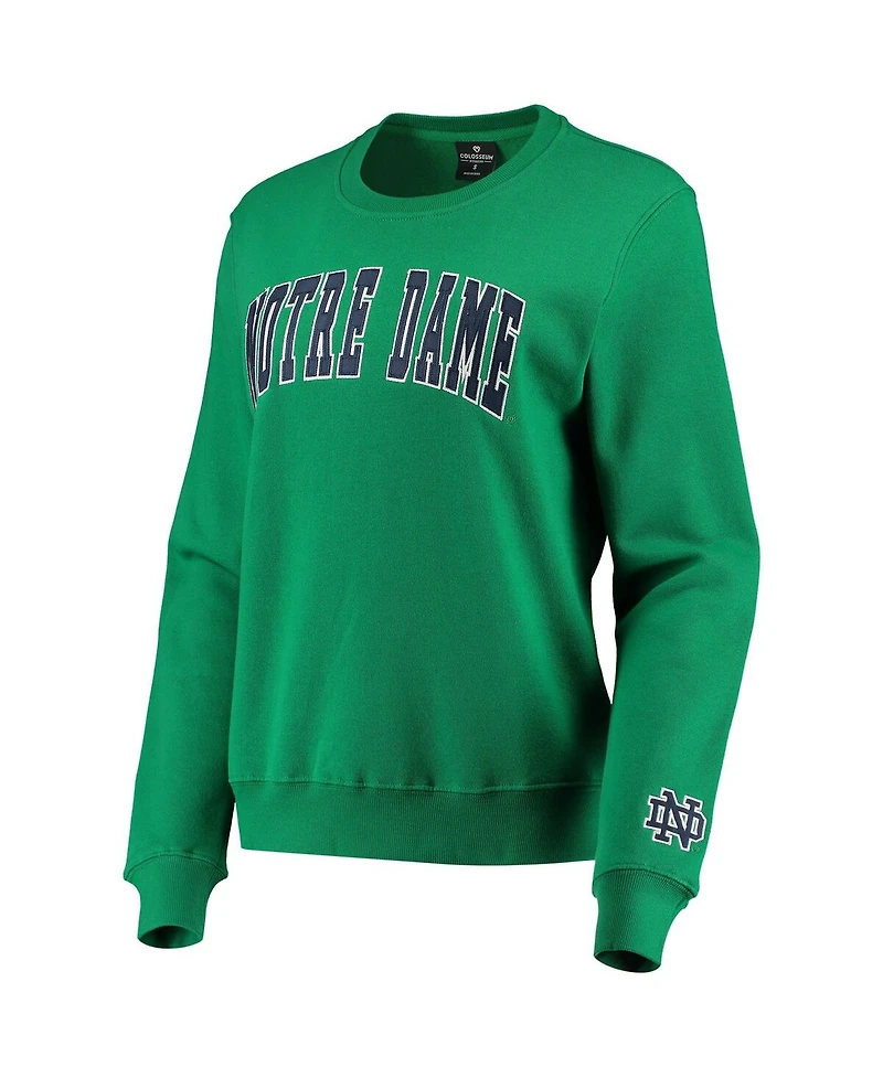 Women's Colosseum Green Notre Dame Fighting Irish Campanile Pullover Sweatshirt