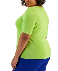 Tahari Asl Plus Elbow-Sleeve Sweater T-Shirt
