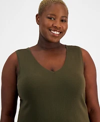 Tahari Asl Plus Size V-Neck Sleeveless Tank Top