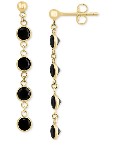 Effy Onyx Bezel Linear Chain Drop Earrings in 14k Gold