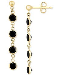 Effy Onyx Bezel Linear Chain Drop Earrings in 14k Gold
